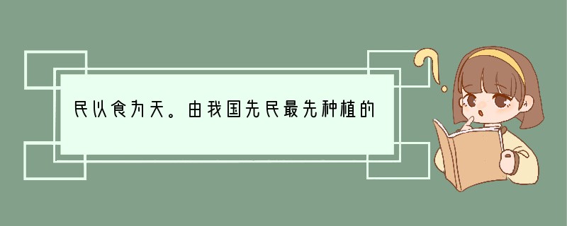 民以食为天。由我国先民最先种植的两种粮食作物是[ ]A．棉花和水稻B．水稻和小麦C．